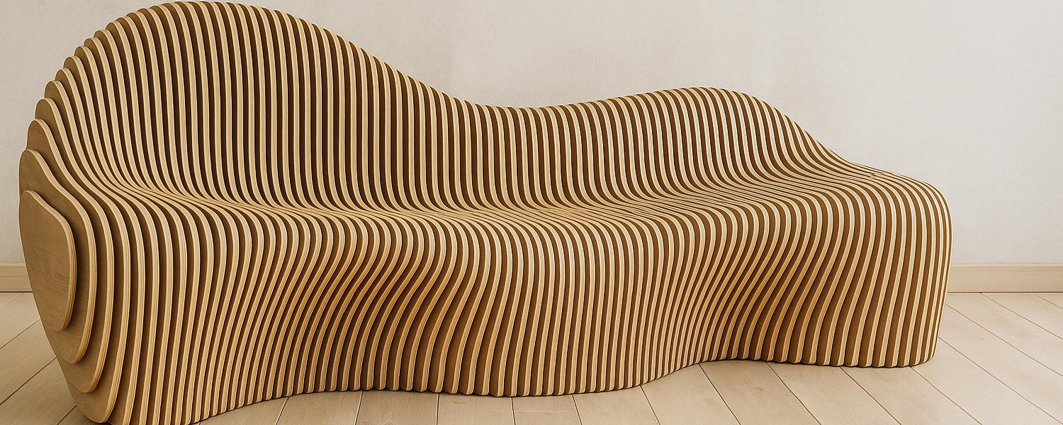 Mueble paramétrico cortado en madera